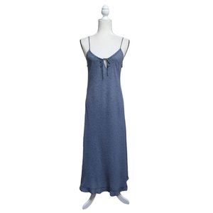 Halston Cotton Stretch Nightgown Slip Lingerie Loungewear Intimates Blue Large